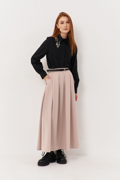 Юбка свободного кроя с клапанами из текстильной ткани FLAIM 1117.02 бежевый - фото 6