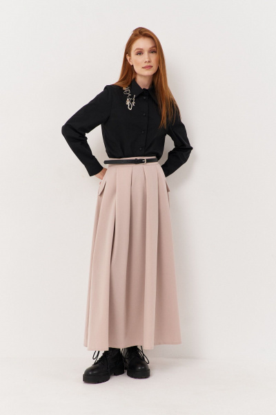 Юбка свободного кроя с клапанами из текстильной ткани FLAIM 1117.02 бежевый - фото 5