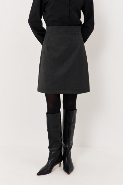 Костюм двойка женский жакет и спідка из костюмной ткани FLAIM 1118 серый_графит - фото 9