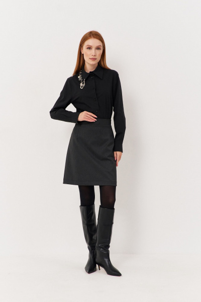 Костюм двойка женский жакет и спідка из костюмной ткани FLAIM 1118 серый_графит - фото 8