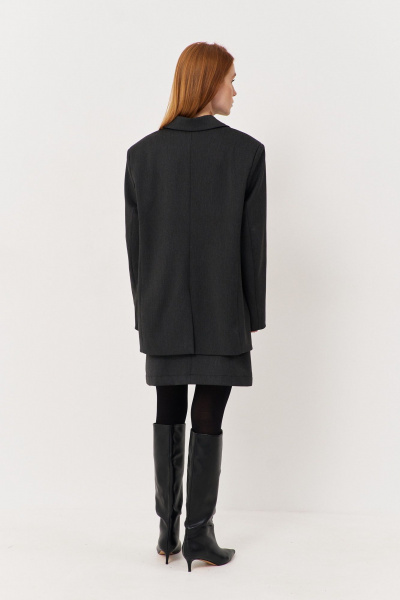 Костюм двойка женский жакет и спідка из костюмной ткани FLAIM 1118 серый_графит - фото 2