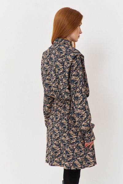 Платье приталенное из текстильной ткани с потайной застежкой FLAIM 1121 синий-бежевый - фото 8