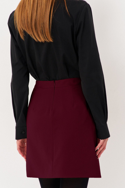 Юбка на запах из костюмной ткани с оборками FLAIM 1124.02 марсала - фото 3