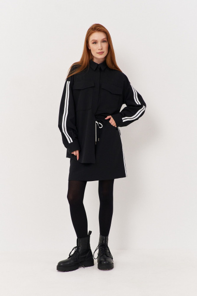 Рубашка свободного силуэта с накладными карманами FLAIM 1125.01 черный - фото 2