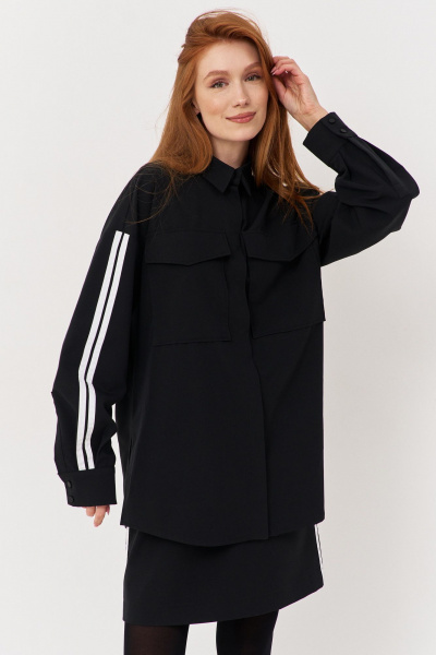 Рубашка свободного силуэта с накладными карманами FLAIM 1125.01 черный - фото 1