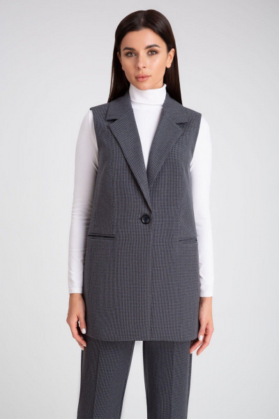 Деловой костюм с жилетом и классическими брюками IVARI 20403/1 гусиная_лапка - фото 2