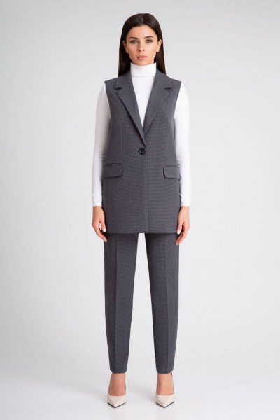 Деловой костюм с жилетом и классическими брюками IVARI 20403/1 гусиная_лапка - фото 1
