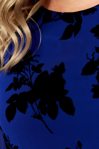 Нарядное платье с флоксами и шифоновой прозрачностью Abbi 1036 синий - фото 19