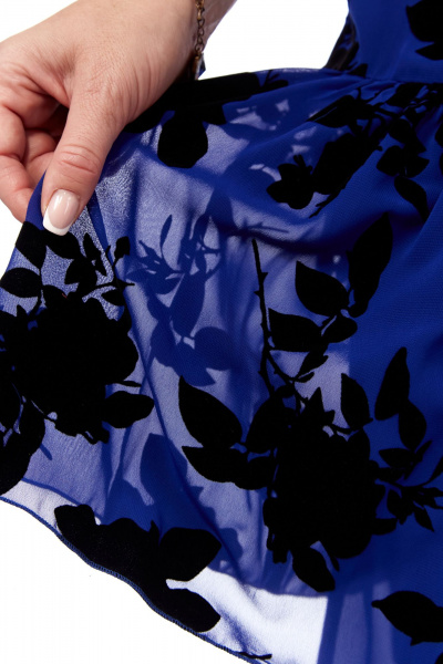 Нарядное платье с флоксами и шифоновой прозрачностью Abbi 1036 синий - фото 12