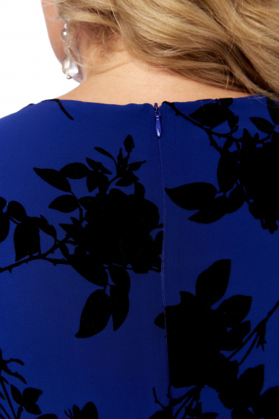 Нарядное платье с флоксами и шифоновой прозрачностью Abbi 1036 синий - фото 10