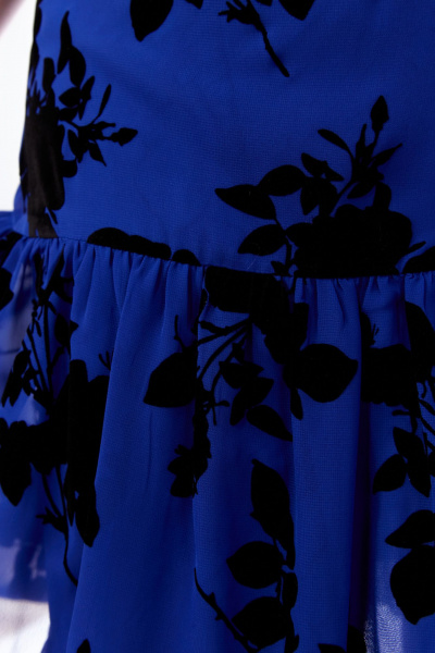 Нарядное платье с флоксами и шифоновой прозрачностью Abbi 1036 синий - фото 9