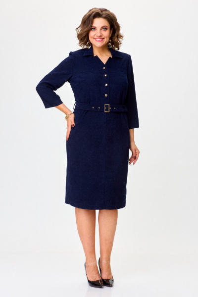 Вельветовое платье полуприлегающего силуэта с карманами БАГРЯНИЦА 2240 - фото 1