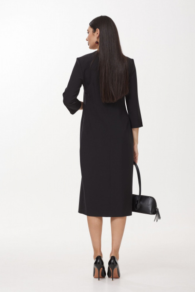 Платье с запахом и нагрудными вытачками миди из костюмной ткани Твой имидж 1987 чёрный - фото 5