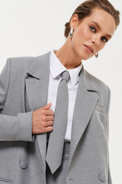 Галстук демисезонный стильный из текстиля Prestige 4911 серый - фото 1