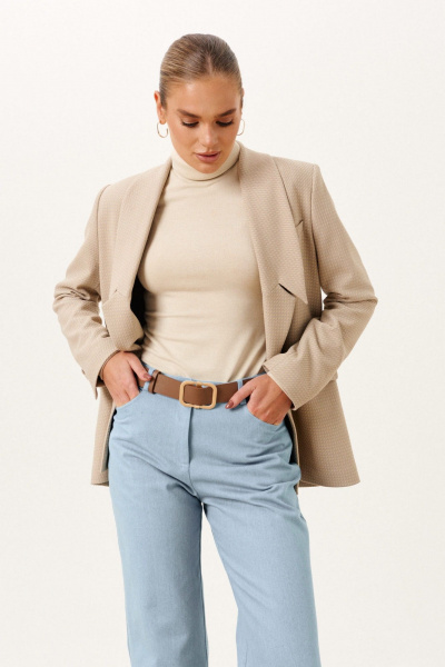 Джинсы прямого кроя с отделочной тесьмой и карманами Prestige 5022 голубой - фото 3