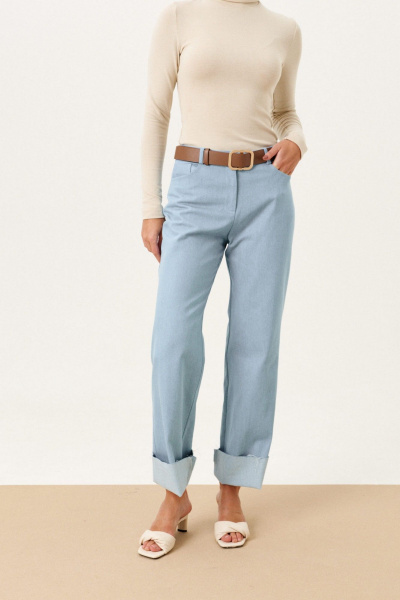 Джинсы прямого кроя с отделочной тесьмой и карманами Prestige 5022 голубой - фото 1