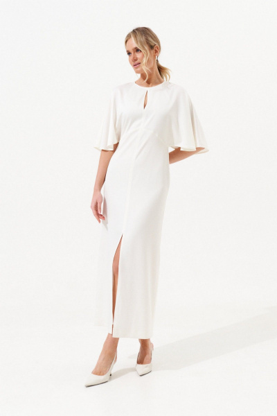 Платье на юбке с отрезным лифом и разрезом Prestige 5160 молоко - фото 1