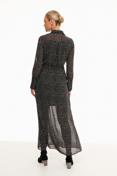 Платье на запах с отрезной линией талии и длинными рукавами Prestige 5221 черный - фото 3