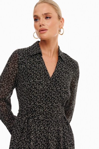 Платье на запах с отрезной линией талии и длинными рукавами Prestige 5221 черный - фото 4