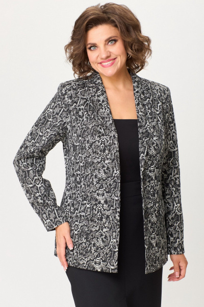 Жакет и юбка из текстиля: деловой классический комплект БелЭльСтиль 866-2_99_22+597-2-47-22 черный_дизайн+черный_однотон - фото 4