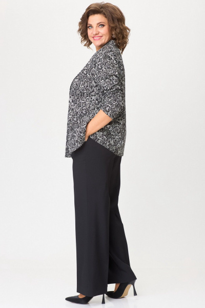 Черный деловой комплект из текстиля: жакет и брюки БелЭльСтиль 866-2_99_22+601-2_88_22 черный_дизайн+черный_однотон - фото 5