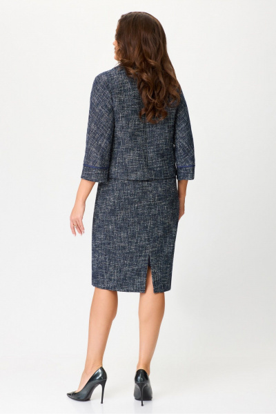 Деловой костюм с жакетом и юбкой из текстиля DaLi 3455.2 синий меланж - фото 3