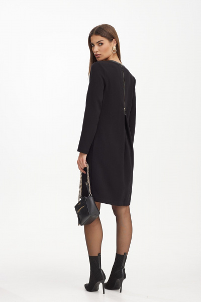 Платье прямого кроя из вискозы с вышивкой и экокожей NiV NiV fashion 3161 - фото 7