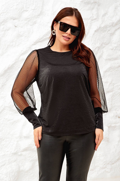 Блуза из турецкого трикотажа с люрексом для plus size Gold Style 2583 - фото 1