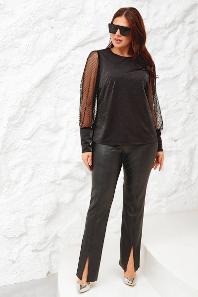 Блуза из турецкого трикотажа с люрексом для plus size Gold Style 2583 - фото 5