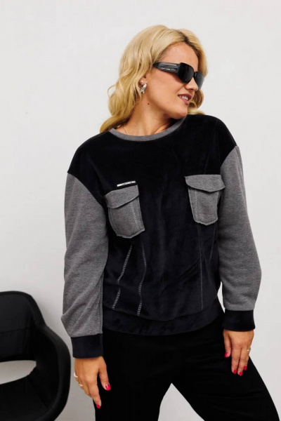 Джемпер из трикотажа с декоративными строчками Runella 1642 - фото 6