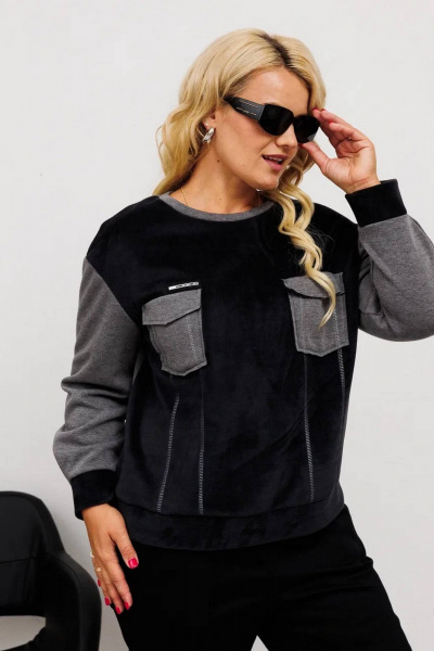 Джемпер из трикотажа с декоративными строчками Runella 1642 - фото 1