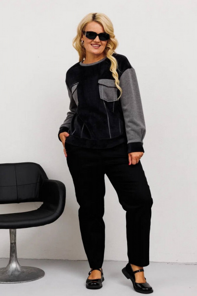 Джемпер из трикотажа с декоративными строчками Runella 1642 - фото 3