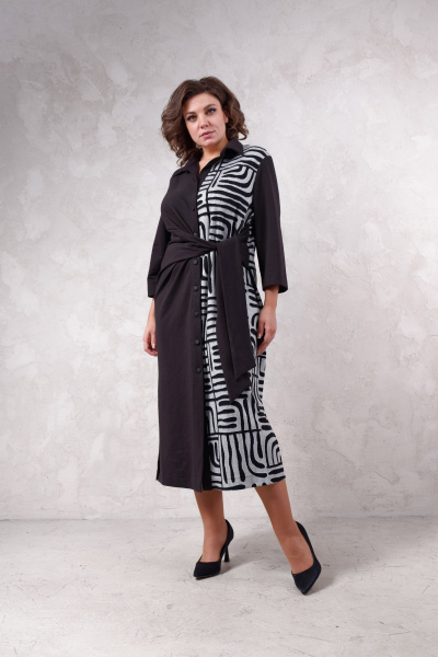 Платье миди с запахом и рукавом 7/8 из трикотажных полотен Avanti 1664 - фото 1