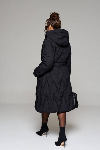 Платье миди с разрезом и воланом из трикотажа Beautiful&Free 6246 черный - фото 8