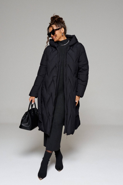 Платье миди с разрезом и воланом из трикотажа Beautiful&Free 6246 черный - фото 7