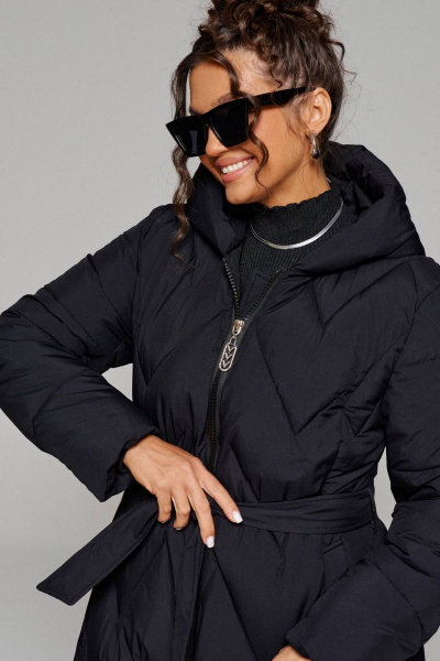 Платье миди с разрезом и воланом из трикотажа Beautiful&Free 6246 черный - фото 5