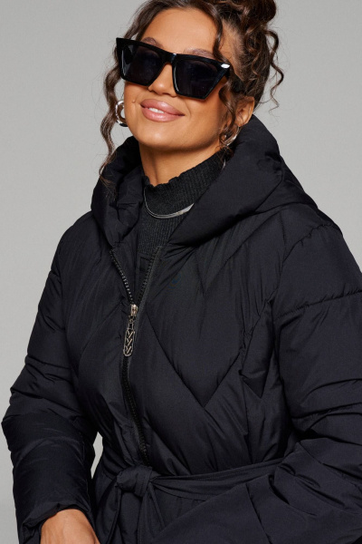 Платье миди с разрезом и воланом из трикотажа Beautiful&Free 6246 черный - фото 4