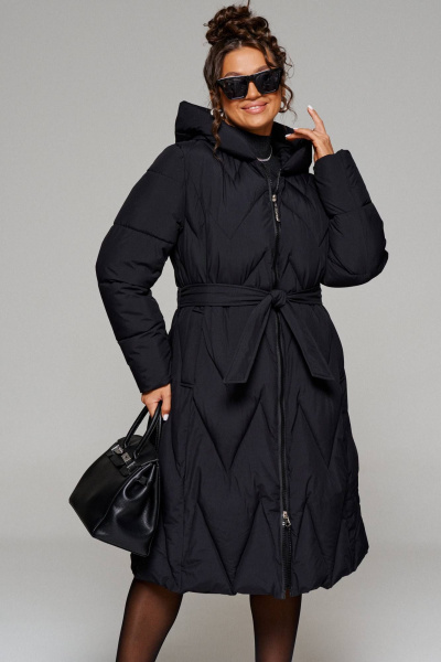 Платье миди с разрезом и воланом из трикотажа Beautiful&Free 6246 черный - фото 3