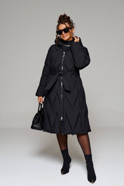 Платье миди с разрезом и воланом из трикотажа Beautiful&Free 6246 черный - фото 2