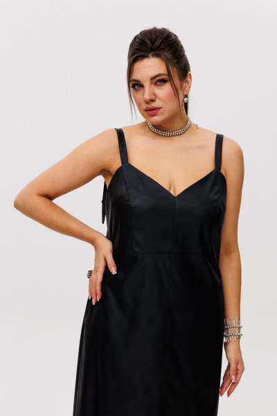 Сарафан из эко-кожи с заниженной линией талии и карманами Anelli 1497 готика - фото 22