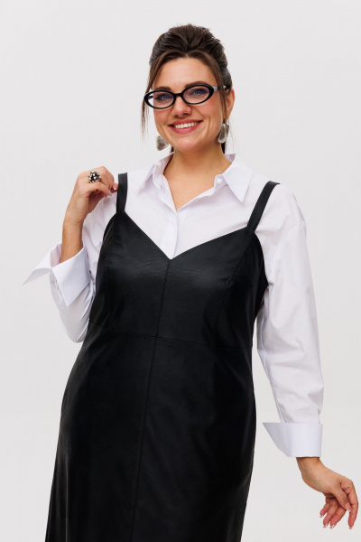 Сарафан из эко-кожи с заниженной линией талии и карманами Anelli 1497 готика - фото 20