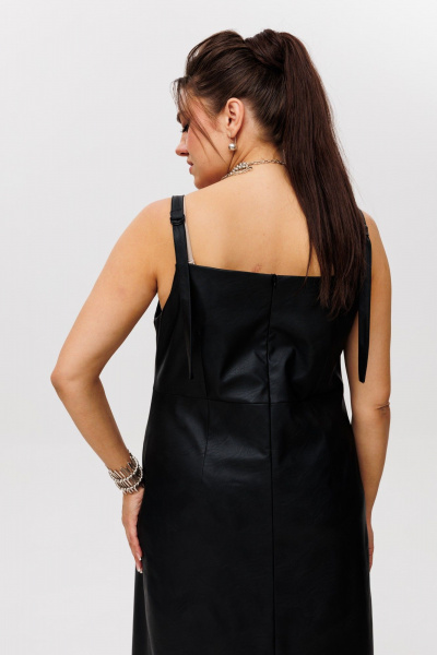 Сарафан из эко-кожи с заниженной линией талии и карманами Anelli 1497 готика - фото 18