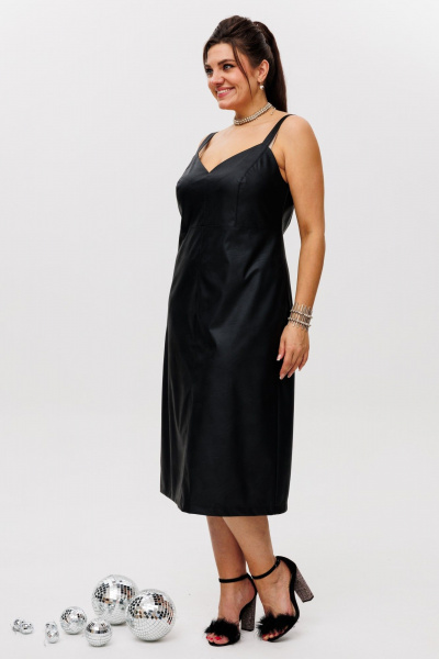 Сарафан из эко-кожи с заниженной линией талии и карманами Anelli 1497 готика - фото 17