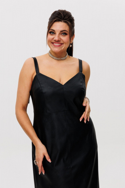 Сарафан из эко-кожи с заниженной линией талии и карманами Anelli 1497 готика - фото 14