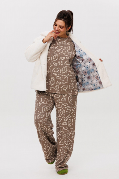 Костюм 2-ка с брюками палаццо и свитшотом с ярким принтом Anelli 1494 кардамоновый_жираф - фото 6