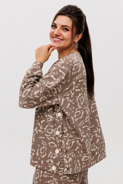 Костюм 2-ка с брюками палаццо и свитшотом с ярким принтом Anelli 1494 кардамоновый_жираф - фото 2