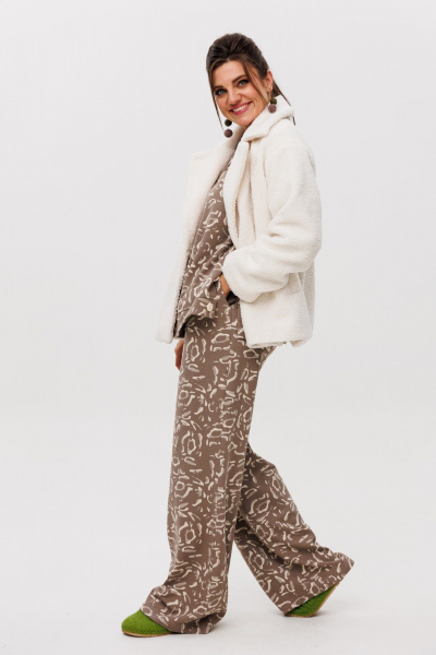 Жакет короткий в стиле casual из искусственного меха с принтами Anelli 1421 тэдди - фото 6