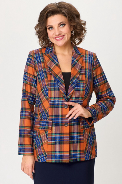 Жакет из текстиля с углубленным кроем и рельефами БелЭльСтиль 412-3_03_22 терракот - фото 2