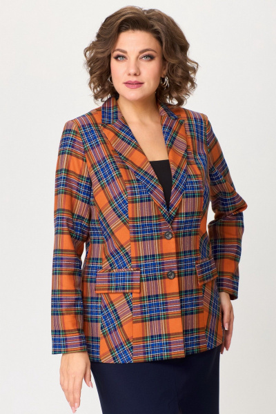 Жакет из текстиля с углубленным кроем и рельефами БелЭльСтиль 412-3_03_22 терракот - фото 1