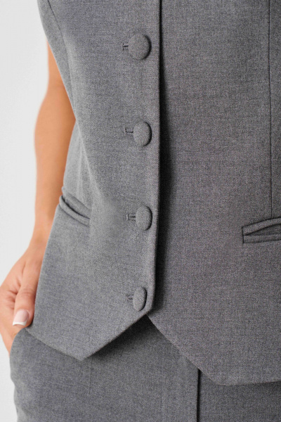 Жилет классический в стиле деловой и повседневный Панда 194238w серый - фото 5